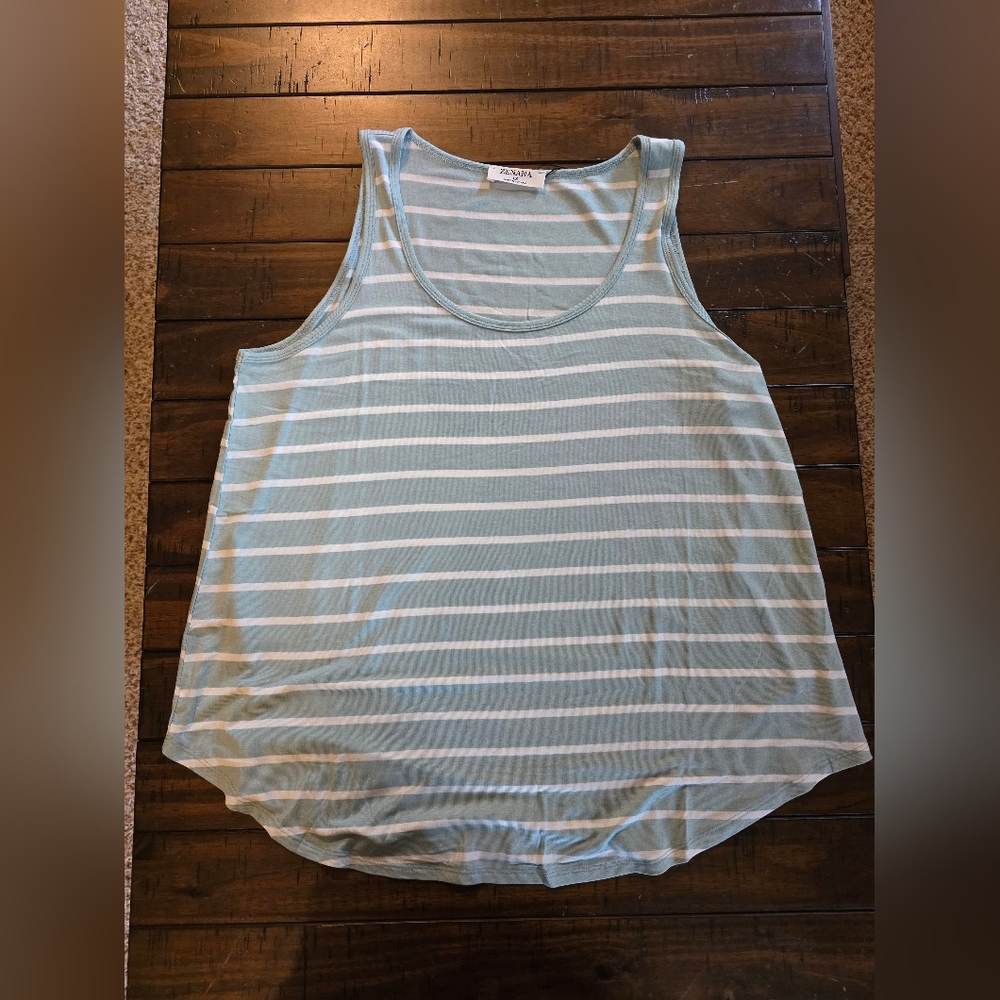Zenana Light Blue & White Striped Tank Top NWOT